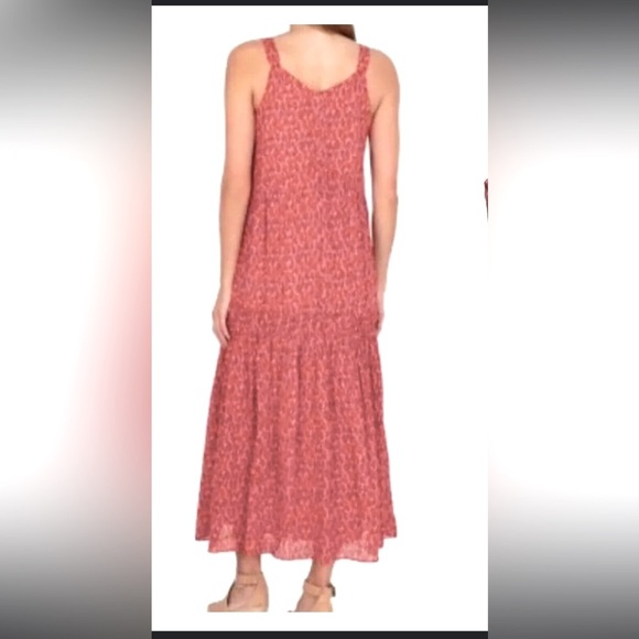 Joie dress - red/pink print sleeveless cotton midi/maxi dress - Picture 1 of 9